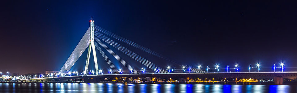 Riga bridge at night